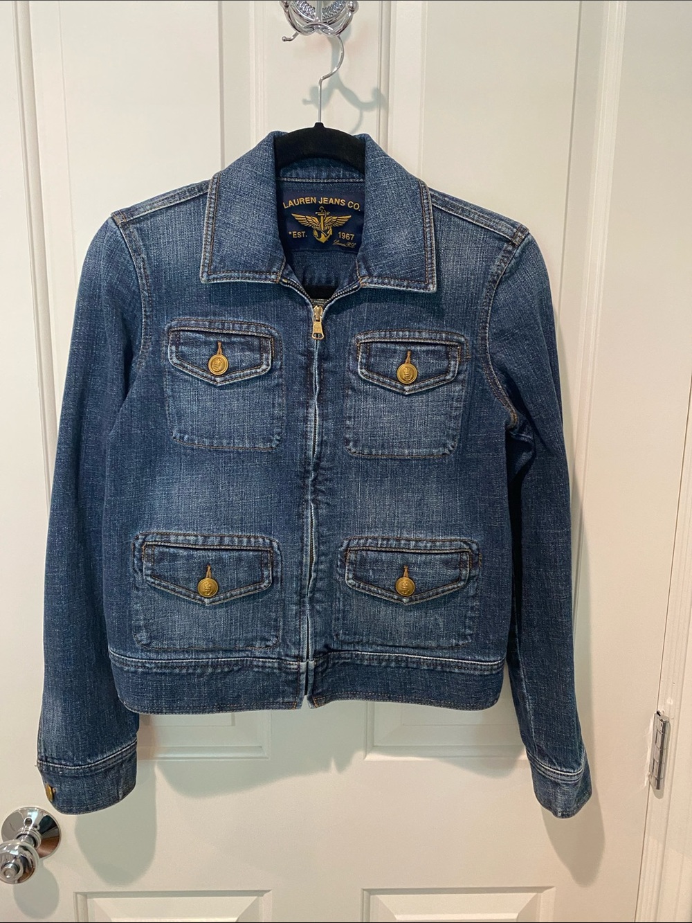 Ralph Lauren Blue Denim Jean Jacket with Button Pockets